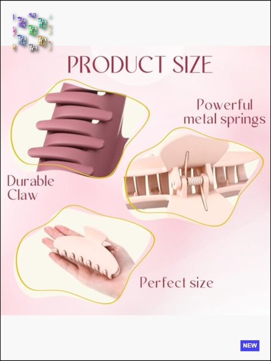 8 Large Acrylic Hair Claw Clips Non Slip French Style Hairstyle Clamp Set main image 3